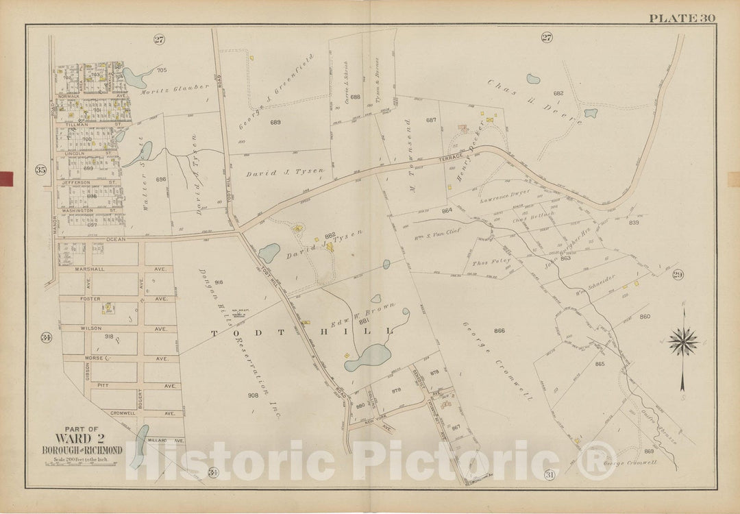 Historic Map : Atlas of Staten Island, Borough of Richmond, Vol 1, Staten Island 1917 Plate 030 , Vintage Wall Art
