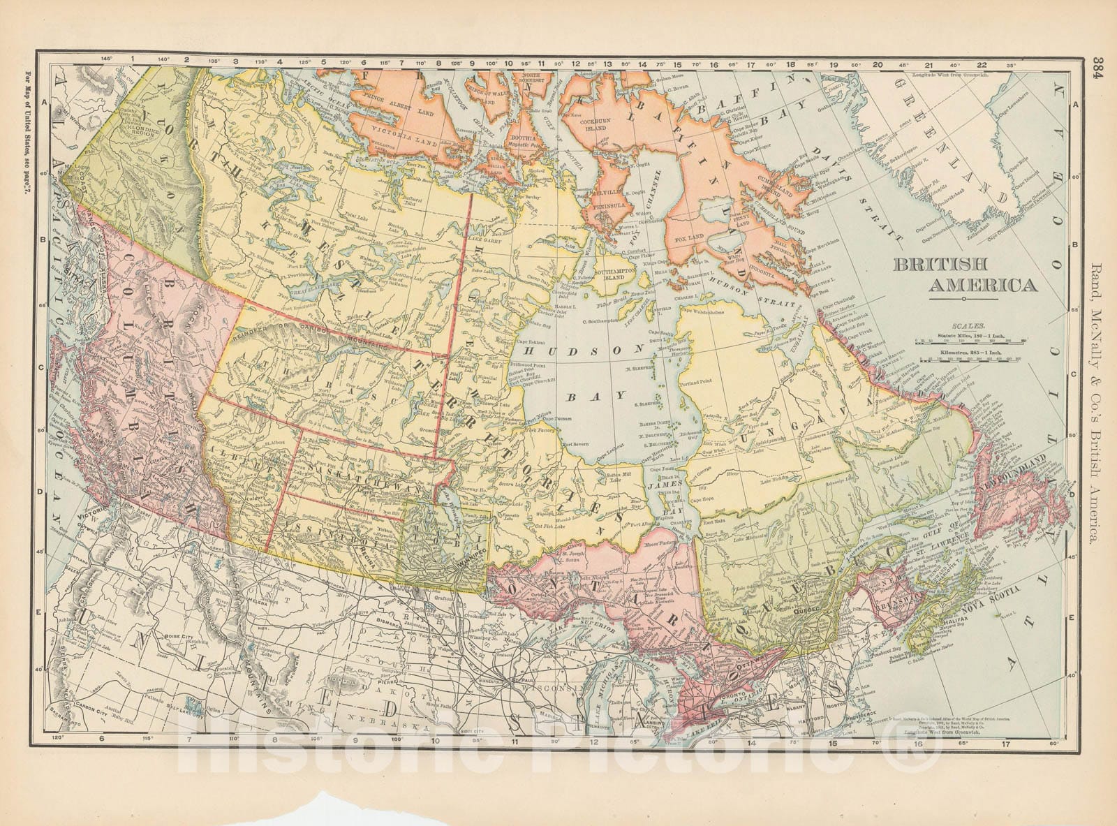 Historic Map : Canada 1903 , Rand McNally Business Atlas , Vintage Wall Art