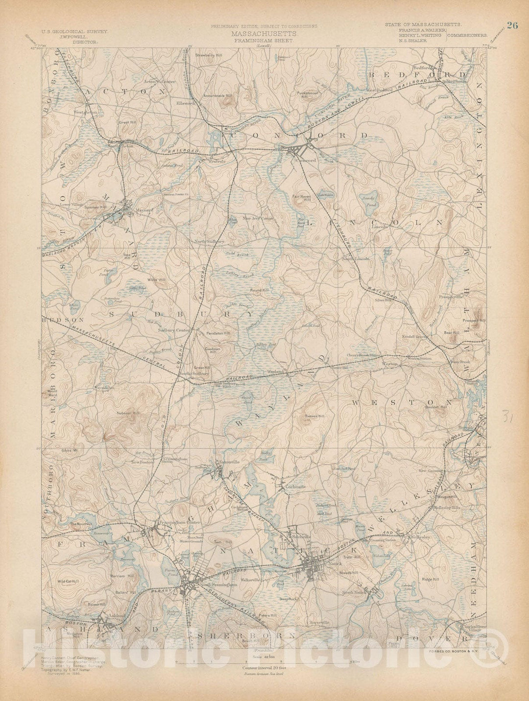Historic Map : Atlas of Massachusetts, Acton & Concord & Lincoln & Natick & Sudbury & Weston 1890 Page 26 , Vintage Wall Art