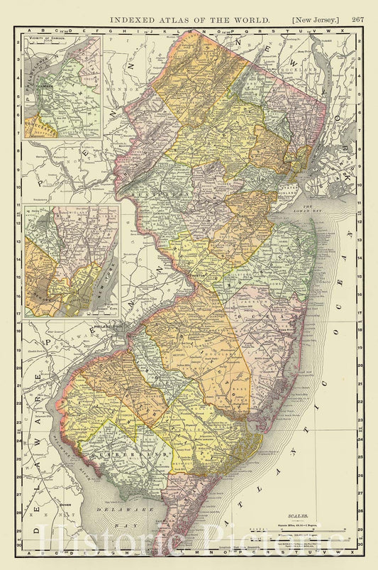 Historic Map : United States Maps, New Jersey 1894 , Vintage Wall Art