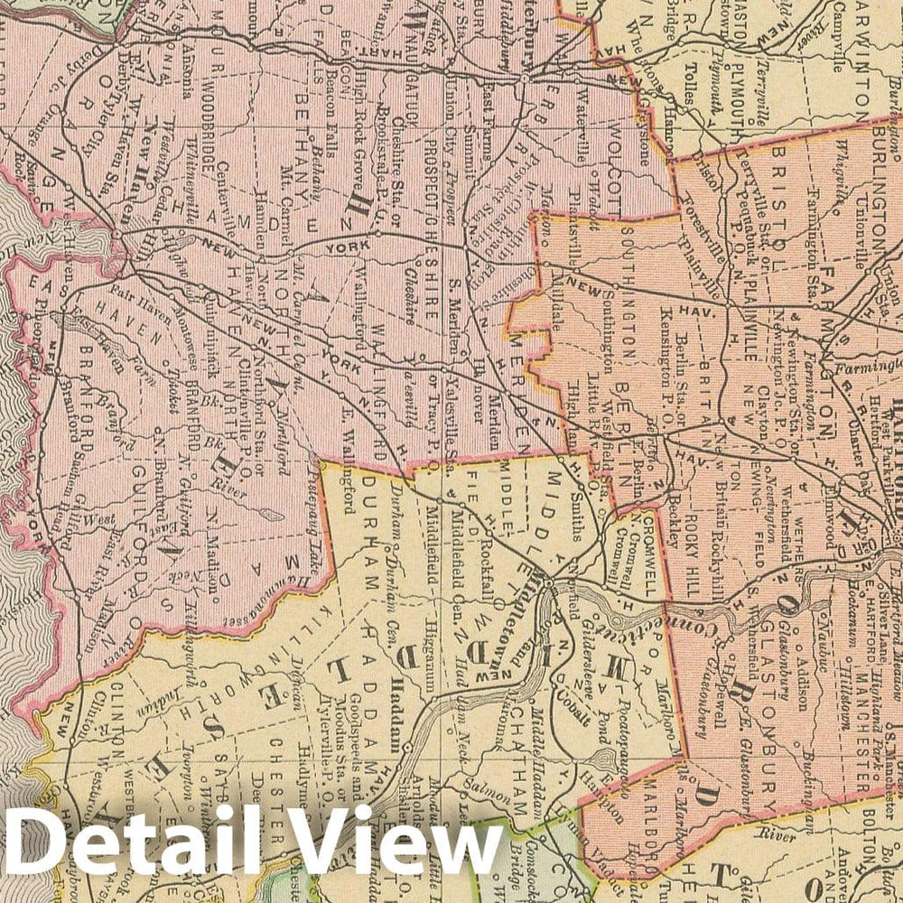 Historic Map : Connecticut 1900 , Universal Atlas World , Vintage Wall Art