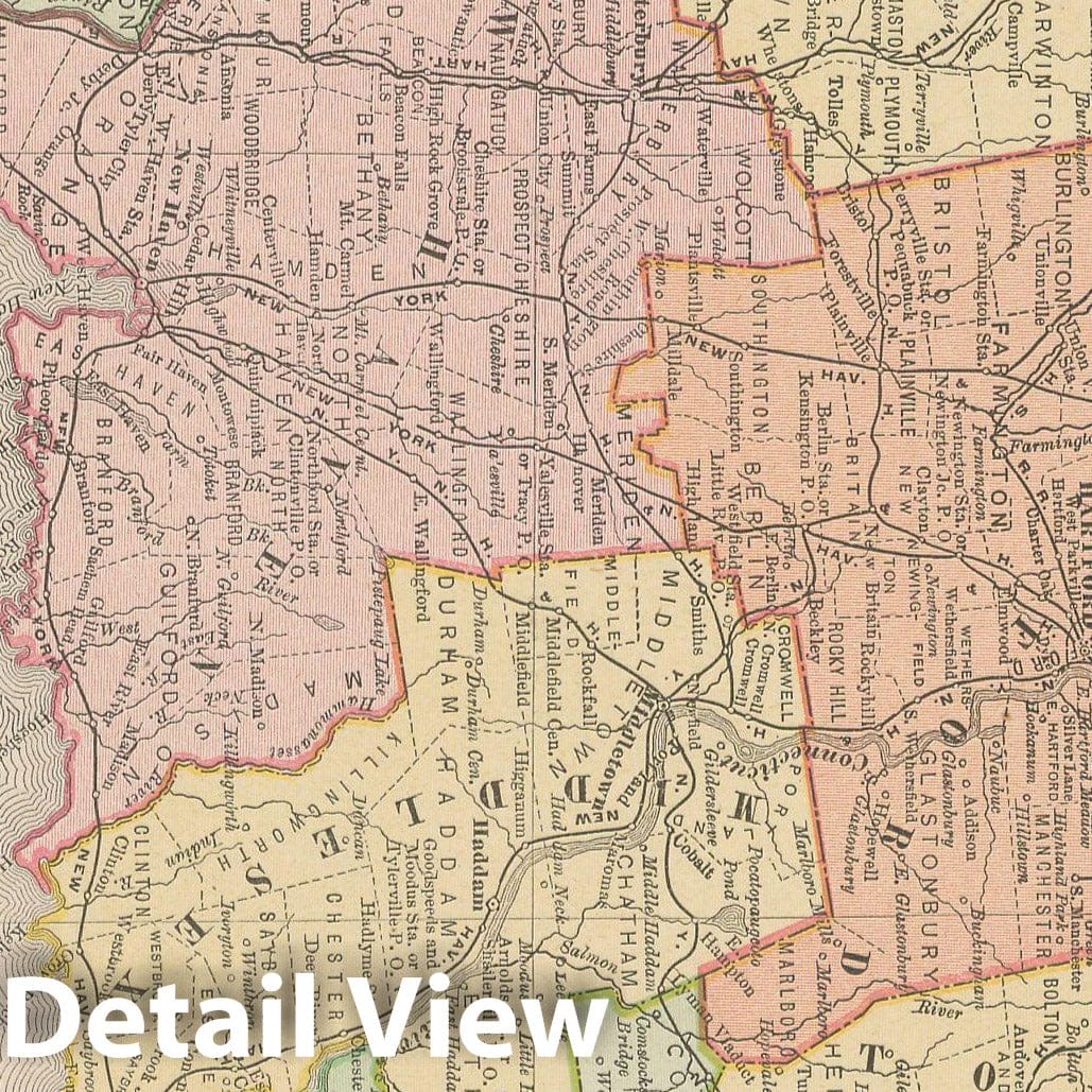 Historic Map : Connecticut 1900 , Universal Atlas World , Vintage Wall Art