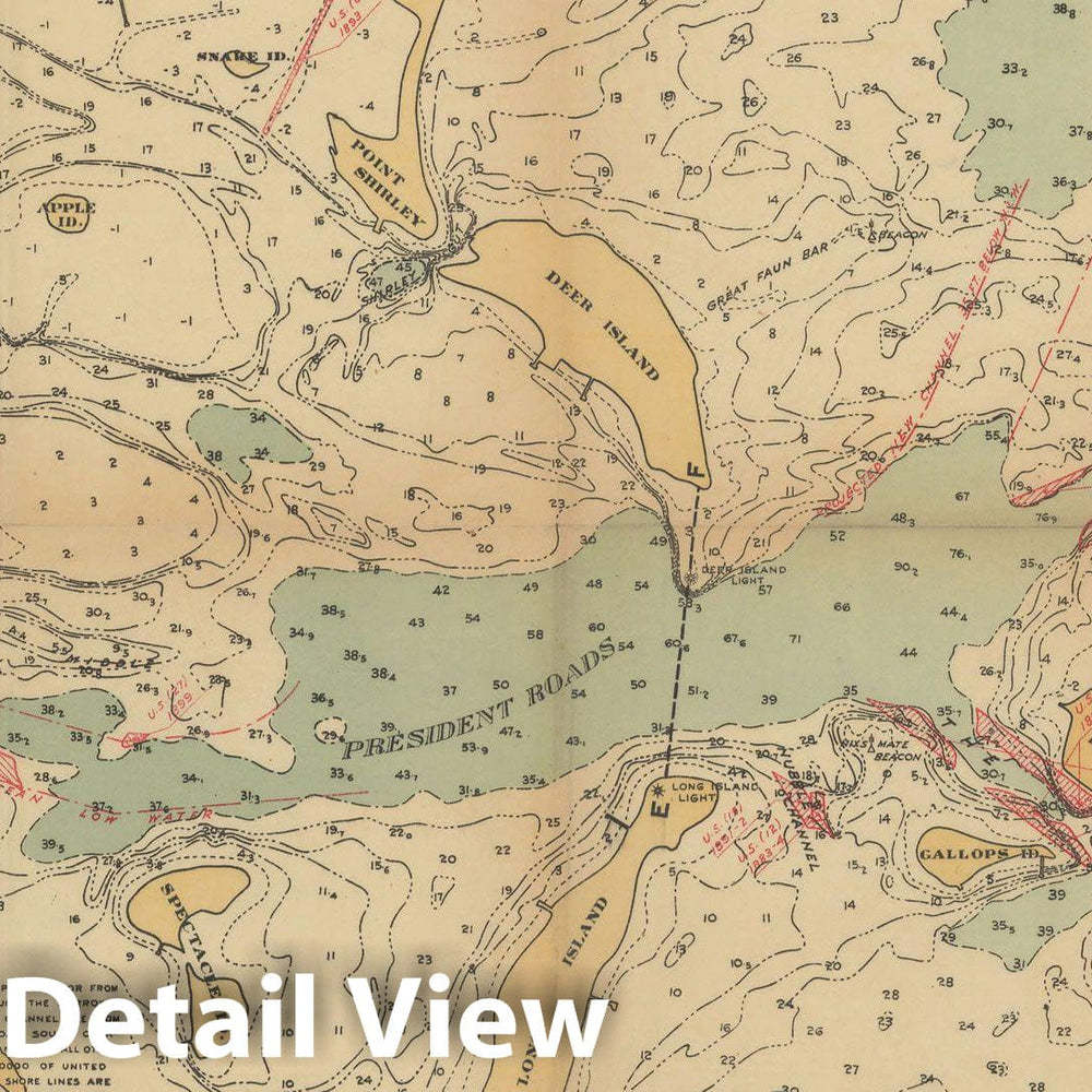 Historic Map : Boston Harbor - Dredging of Channels 1902 Charles River Dam Report , Vintage Wall Art
