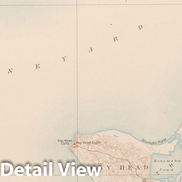 Historic Map : Chilmark & Gay Head & Gosnold & Martha's Vineyard 1890 Topographic Map , Vintage Wall Art