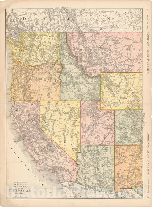 Historic Map : Commercial Atlas of America, 56th Edition, United States 1925 , v2, Vintage Wall Art