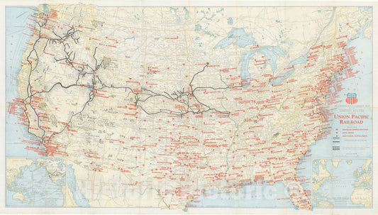 Historic Map : United States 1942 , Vintage Wall Art