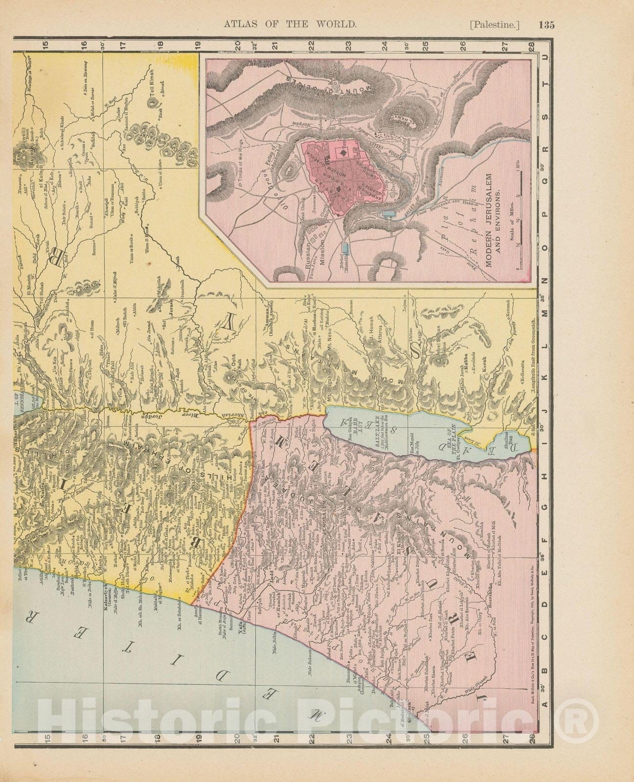 Historic Map : Palestine & Israel 1900 , Universal Atlas World , Vintage Wall Art