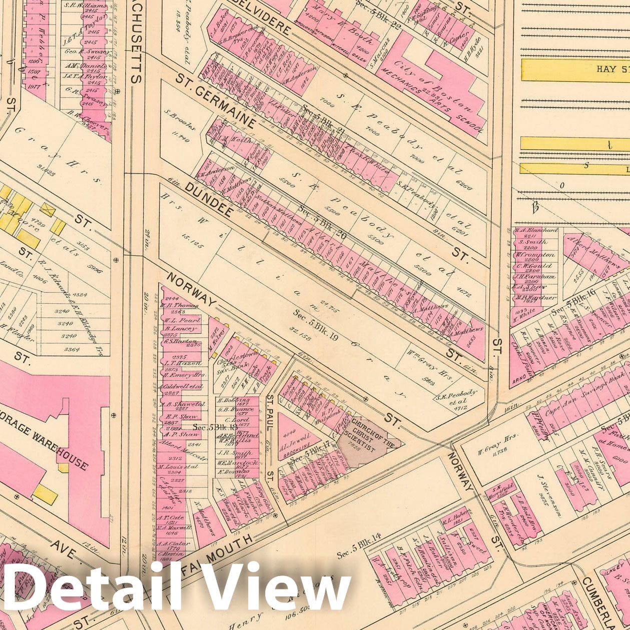 Historic Map : Boston 1895 Plate 010 , Atlas City of Boston Proper & Roxbury , Vintage Wall Art