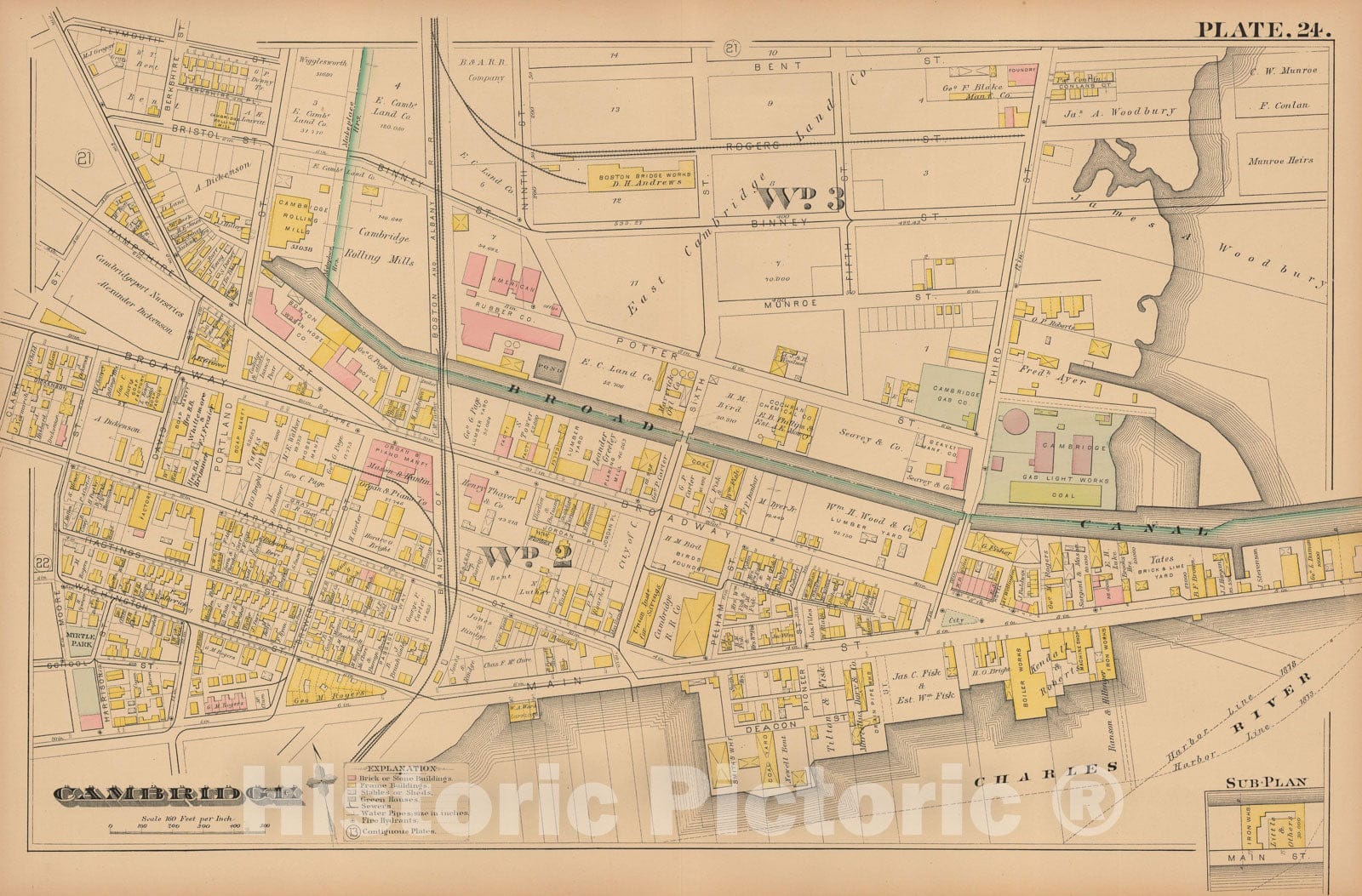 Historic Map : Atlas City of Cambridge, Cambridge 1886 Plate 024 , Vintage Wall Art