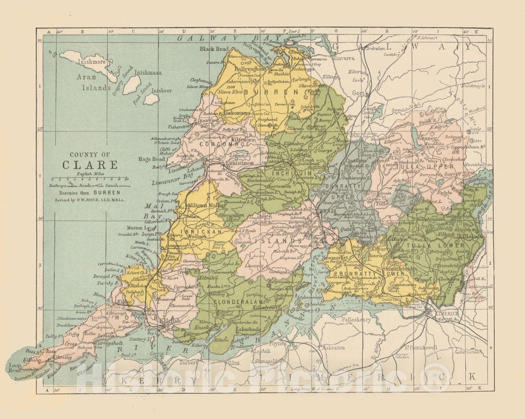 Historic Map : Irish County Maps, Clare 1900 , Vintage Wall Art