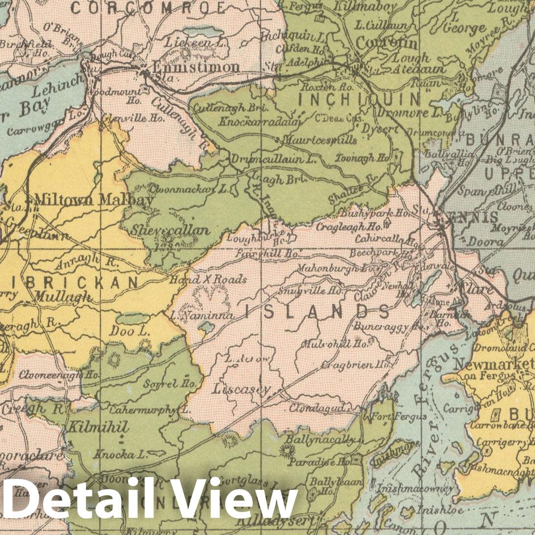 Historic Map : Irish County Maps, Clare 1900 , Vintage Wall Art