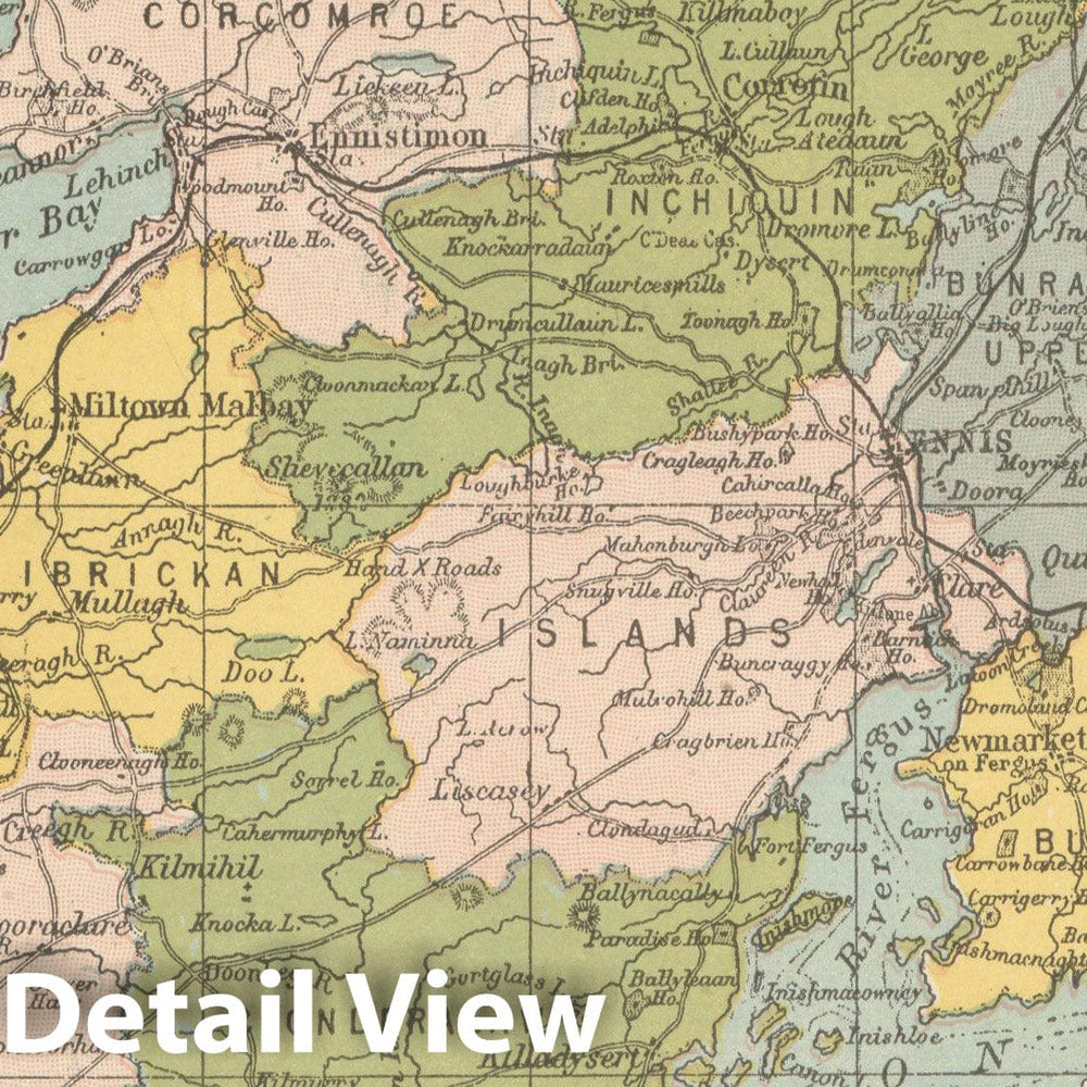 Historic Map : Irish County Maps, Clare 1900 , Vintage Wall Art