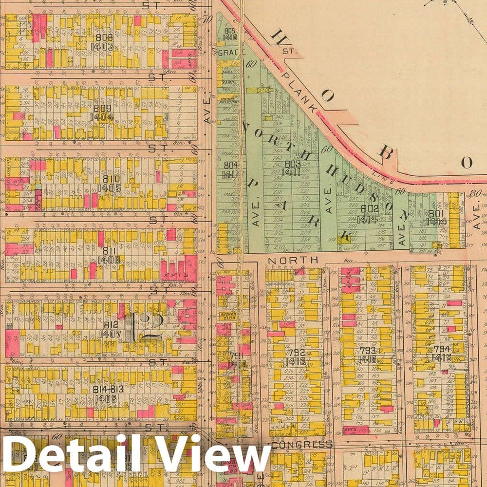Historic Map : Jersey City 1919 Plate 012 , Vintage Wall Art