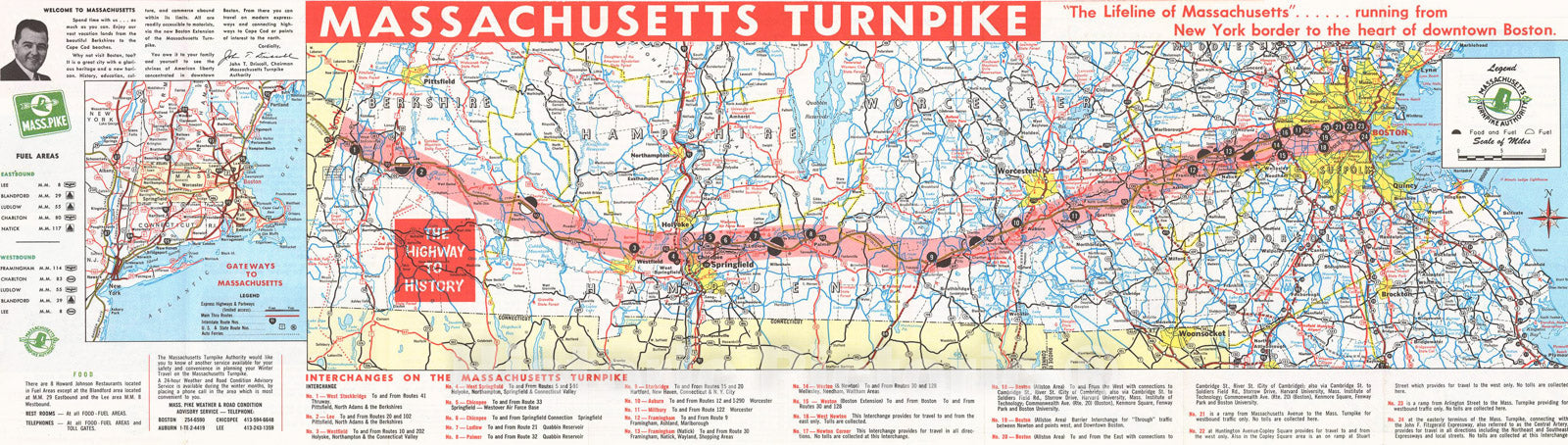 Historic Map : Massachusetts Turnpike 1967 , Vintage Wall Art