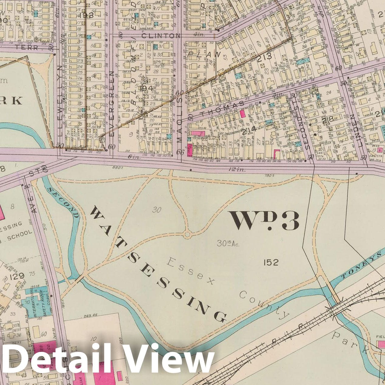 Historic Map : Atlas of Bloomfield, Belleville and Nutley; Essex County Vol D, Bloomfield 1932 Plate 003 , Vintage Wall Art
