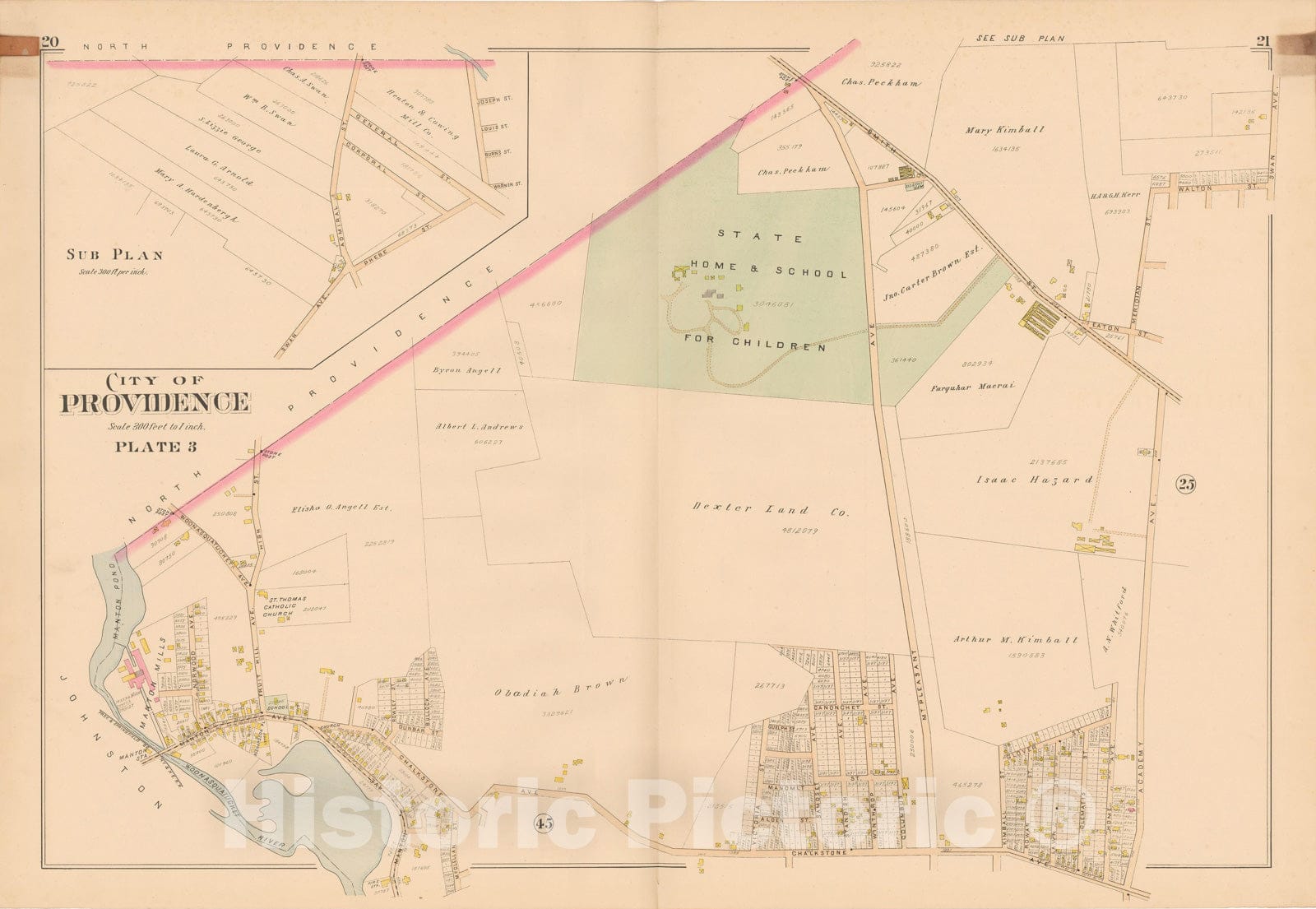 Historic Map : Atlas of Providence County, Providence 1895 Plate 003 , Vintage Wall Art