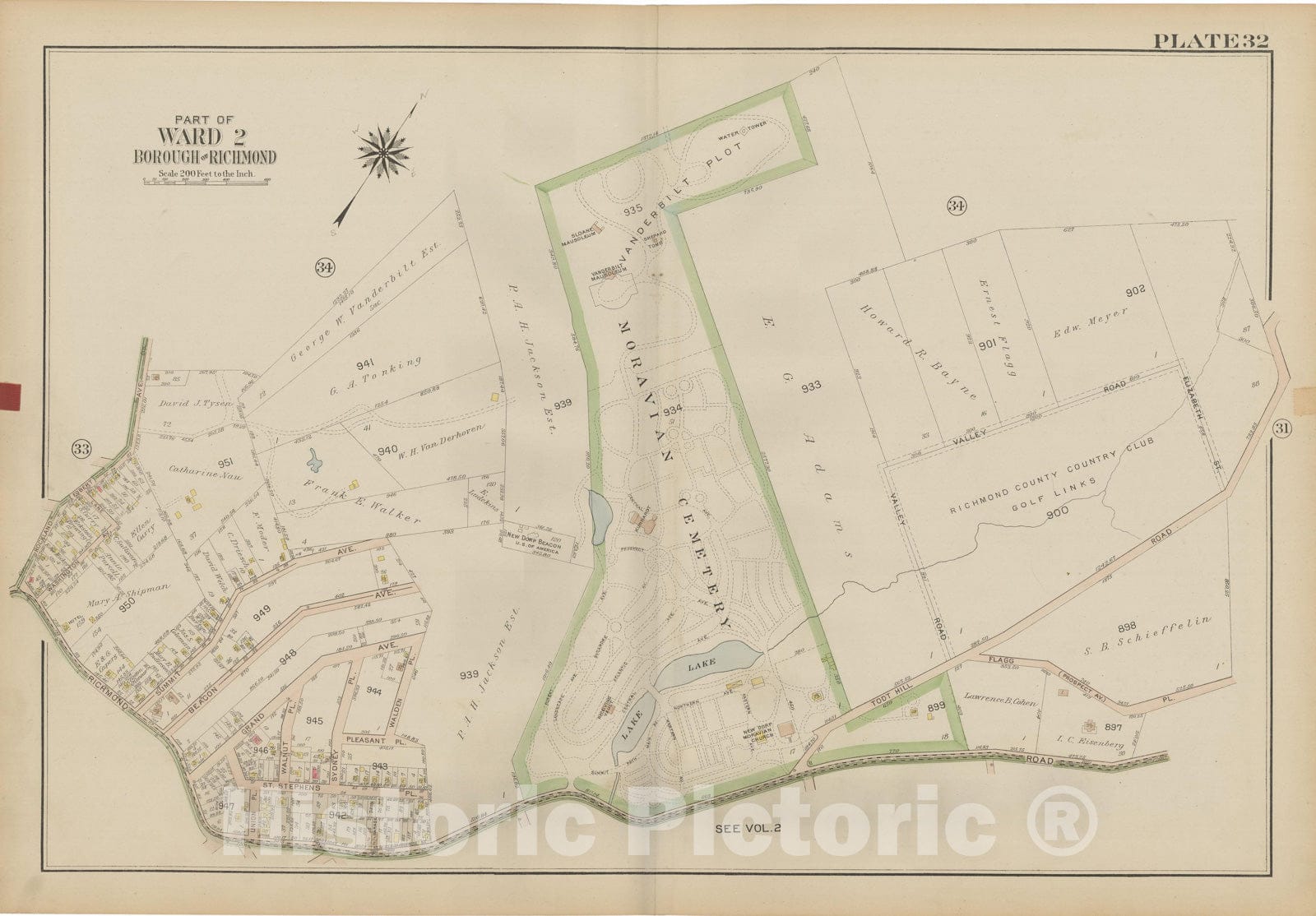 Historic Map : Atlas of Staten Island, Borough of Richmond, Vol 1, Staten Island 1917 Plate 032 , Vintage Wall Art