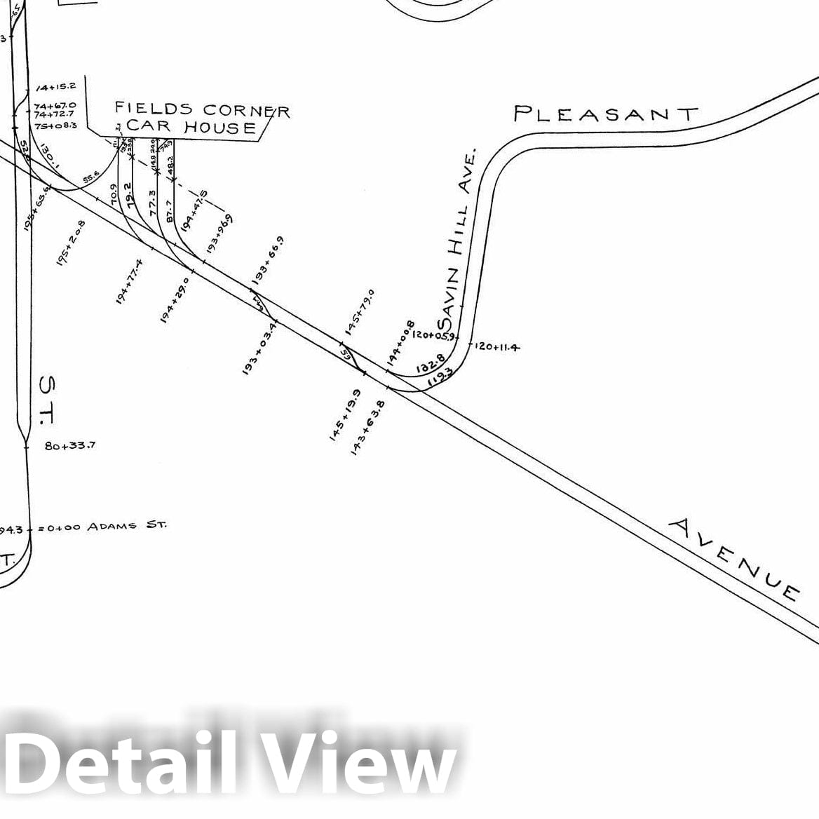 Historic Map : Boston Elevated Railway Track Plans, Dorchester 1899-1915 Plate 003 , Vintage Wall Art