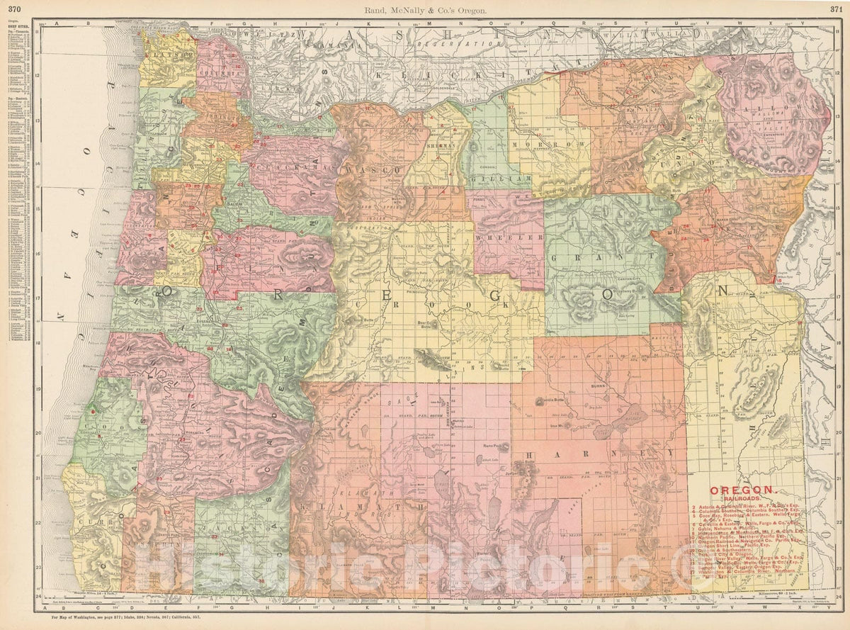 Historic Map : Oregon 1903 , Rand McNally Business Atlas , Vintage Wall Art