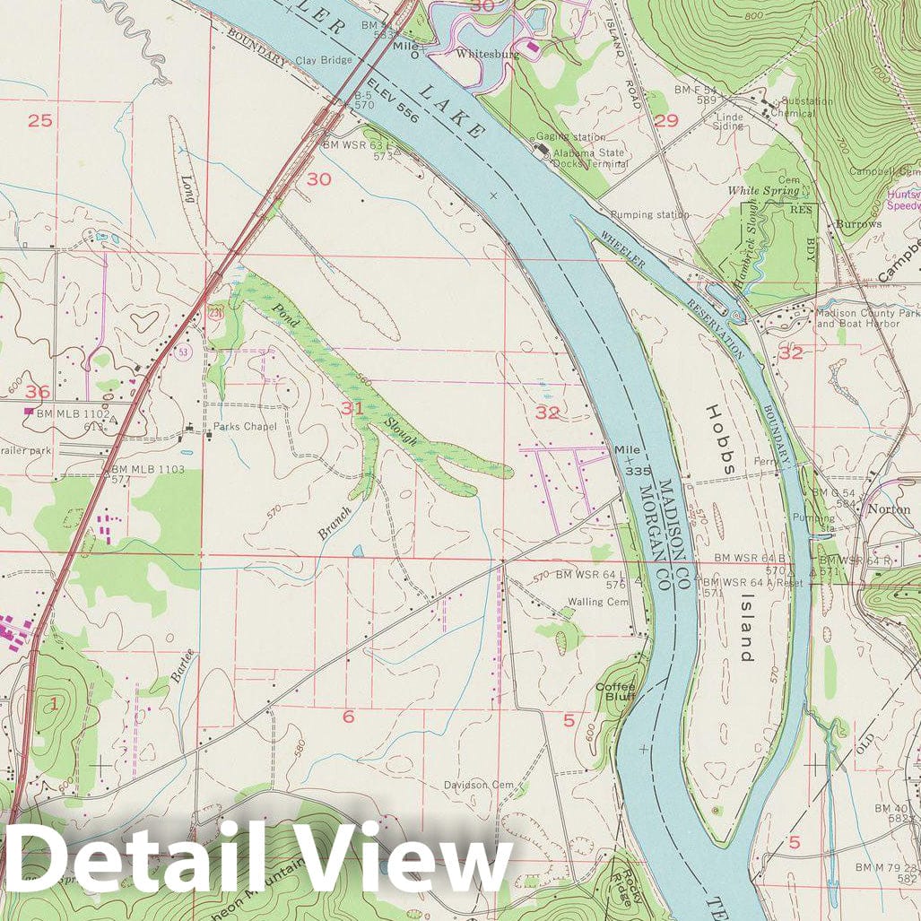 Historic Map : USGS 7.5 Minute Sheets and Quadrangles, Huntsville 1982 Topographic Map , Vintage Wall Art