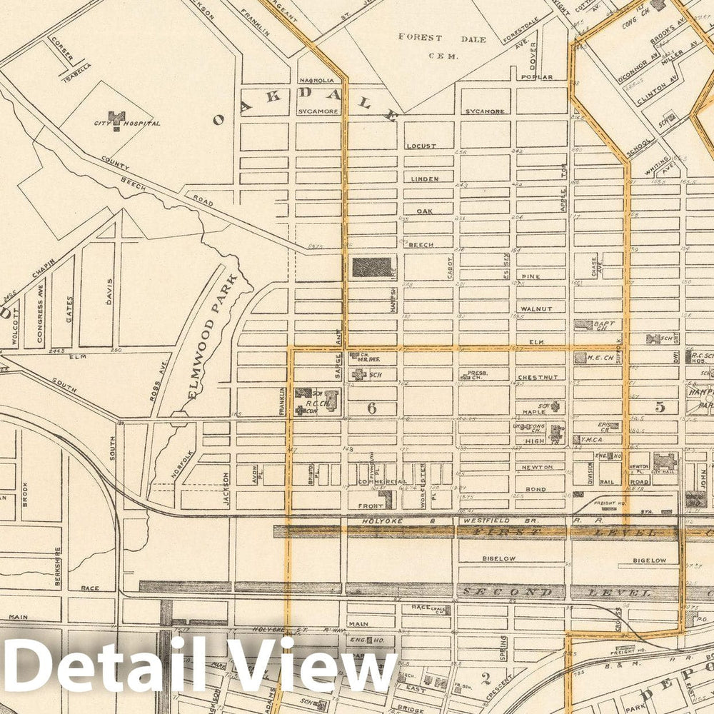 Historic Map : Holyoke 1908 , Topographical Atlas of Massachusetts , Vintage Wall Art