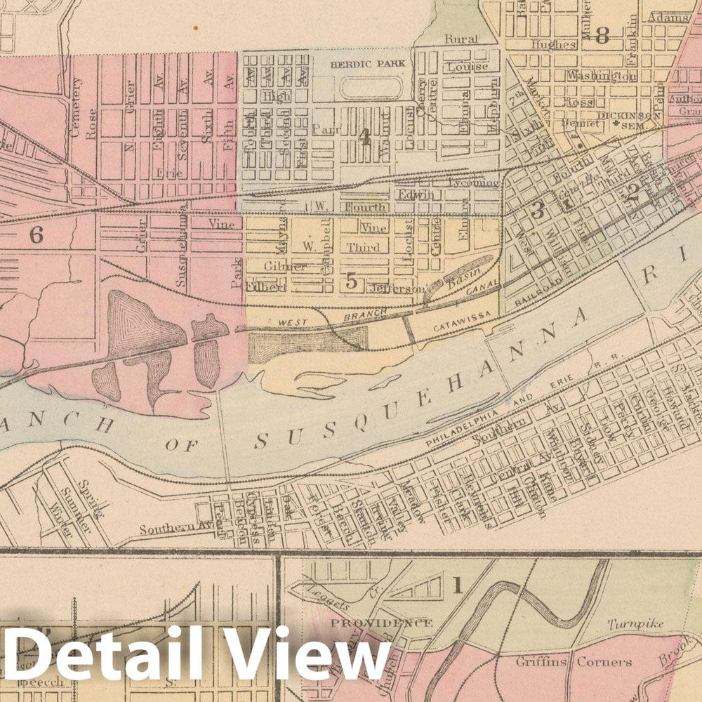 Historic Map : Erie & Harrisburg & Scranton & Williamsport 1882 , Mitchell's New General Atlas , Vintage Wall Art