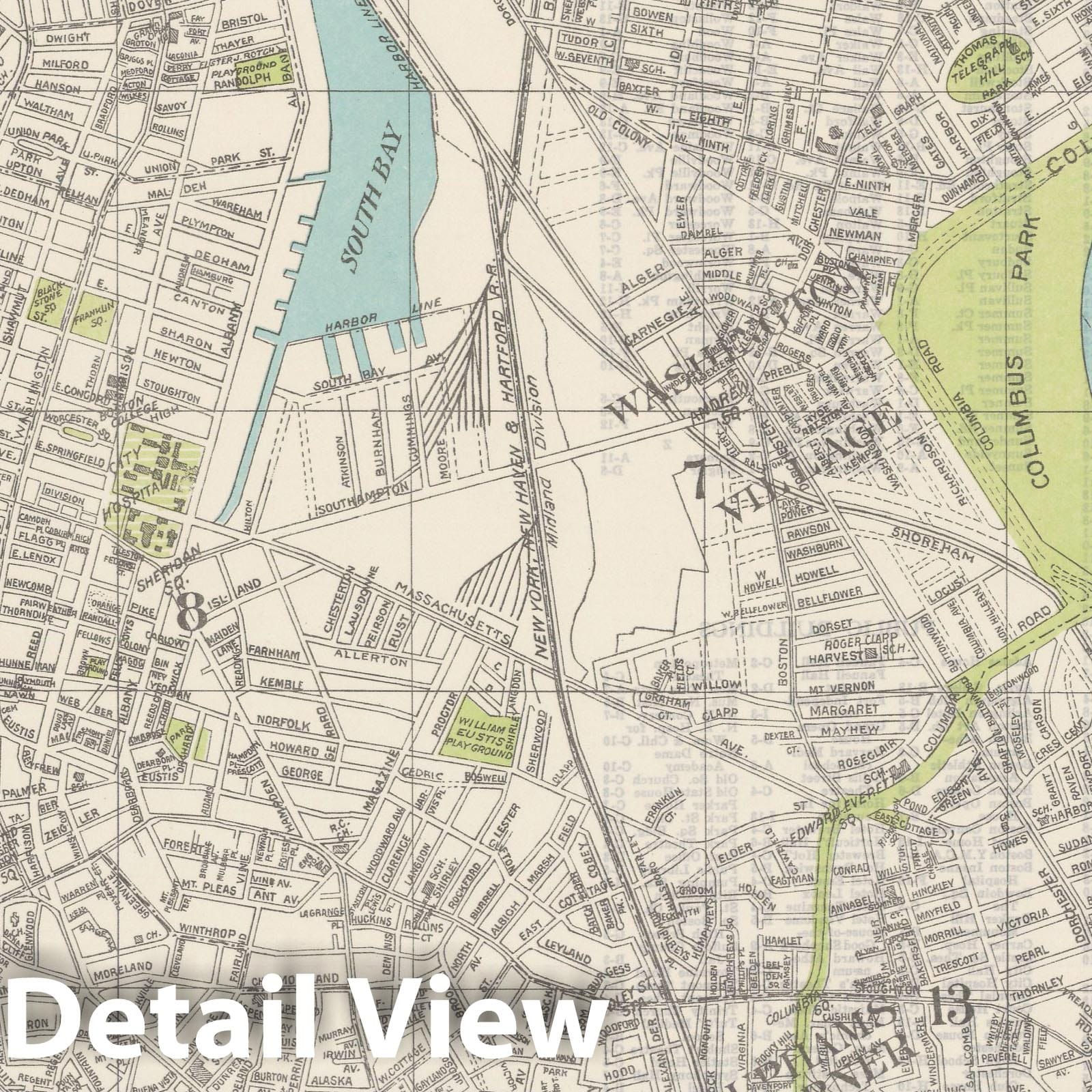 Historic Map : Boston & Dorchester & Roxbury 1910 , Vintage Wall Art