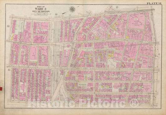 Historic Map : Atlas City of Boston: Boston Proper and Back Bay, Boston 1928 Plate 014 , Vintage Wall Art