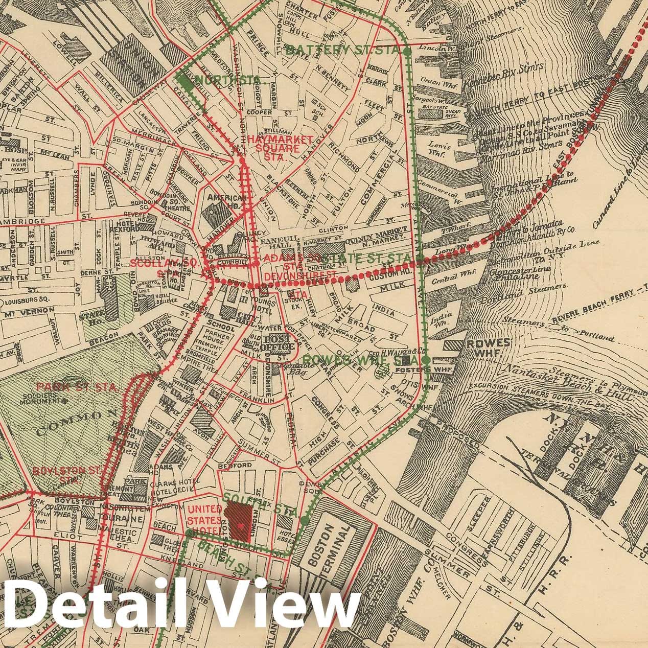 Historic Map : Boston Walker Pocket Maps, 1905 , Vintage Wall Art