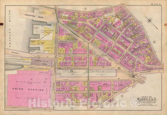Historic Map : Atlas of Boston Proper, 1898 Plate 006 , Vintage Wall Art