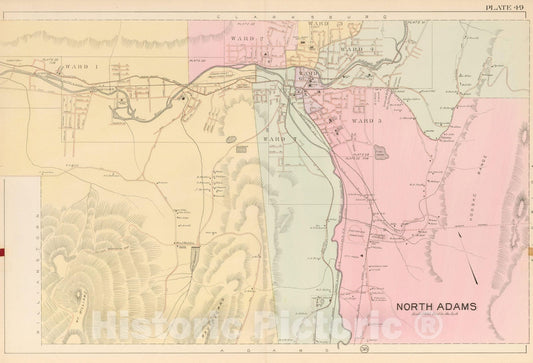 Historic Map : Atlas of Berkshire County Massachusetts, North Adams 1904 Plate 049 , Vintage Wall Art