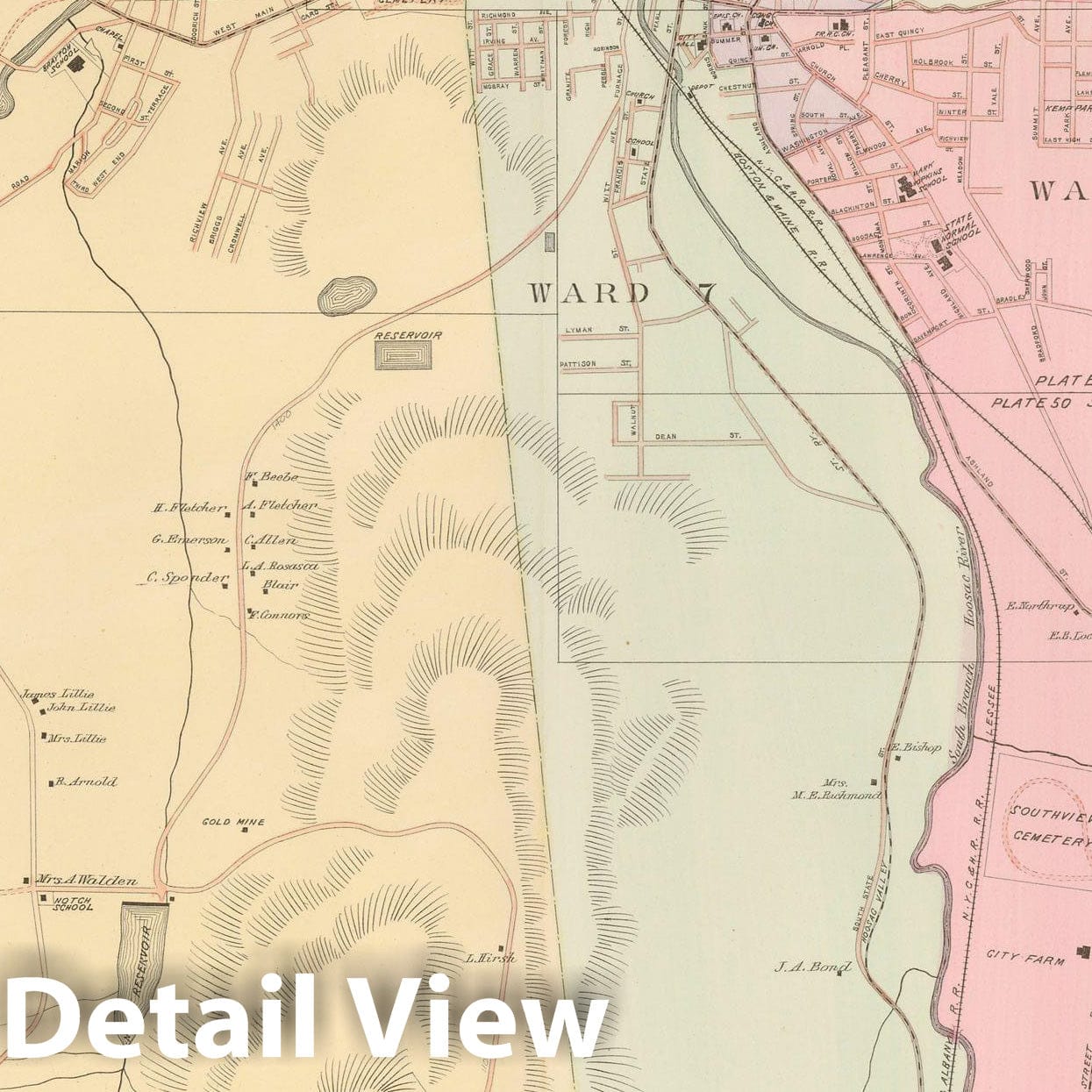 Historic Map : Atlas of Berkshire County Massachusetts, North Adams 1904 Plate 049 , Vintage Wall Art