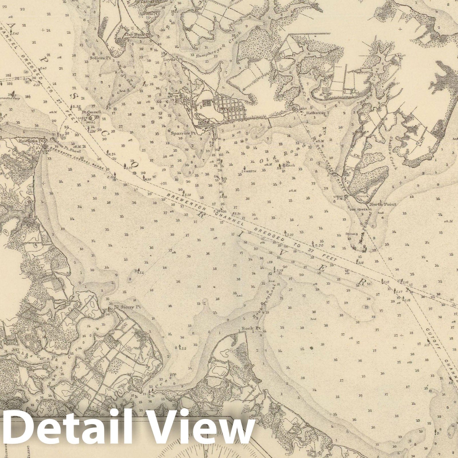 Historic Map : Baltimore Harbor & Approaches 1895 Topographic Map , Vintage Wall Art