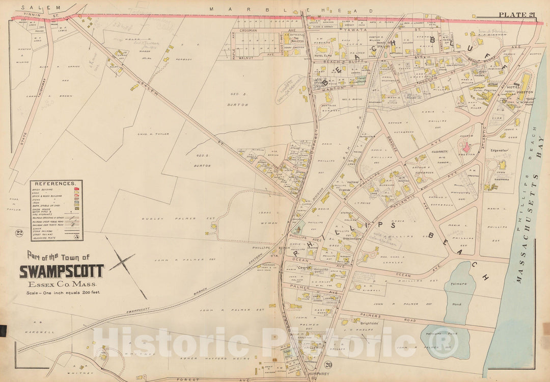Historic Map : Atlas of Lynn, Swampscott and Saugus, Swampscott 1905 Plate 021 , Vintage Wall Art