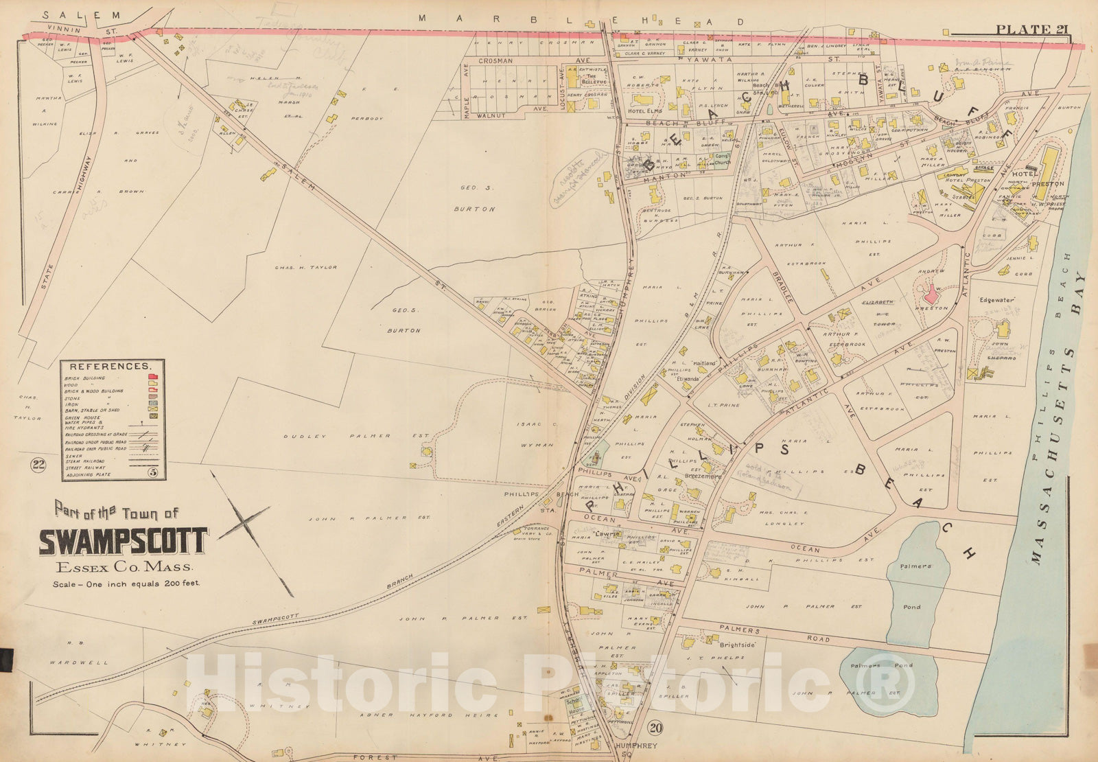 Historic Map : Atlas of Lynn, Swampscott and Saugus, Swampscott 1905 Plate 021 , Vintage Wall Art