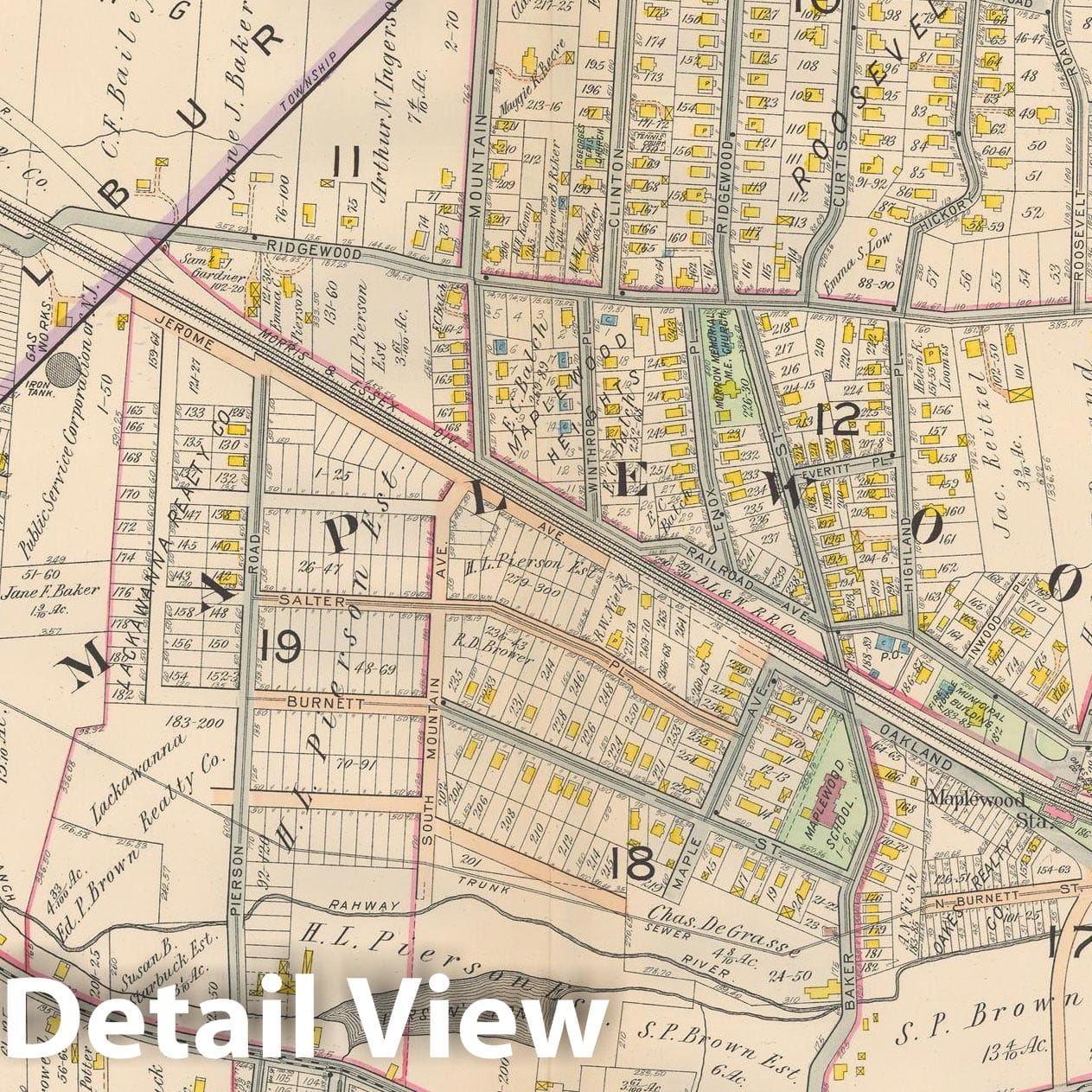 Historic Map : Atlas Oranges, South Orange 1911 Plate 025 , Vintage Wall Art