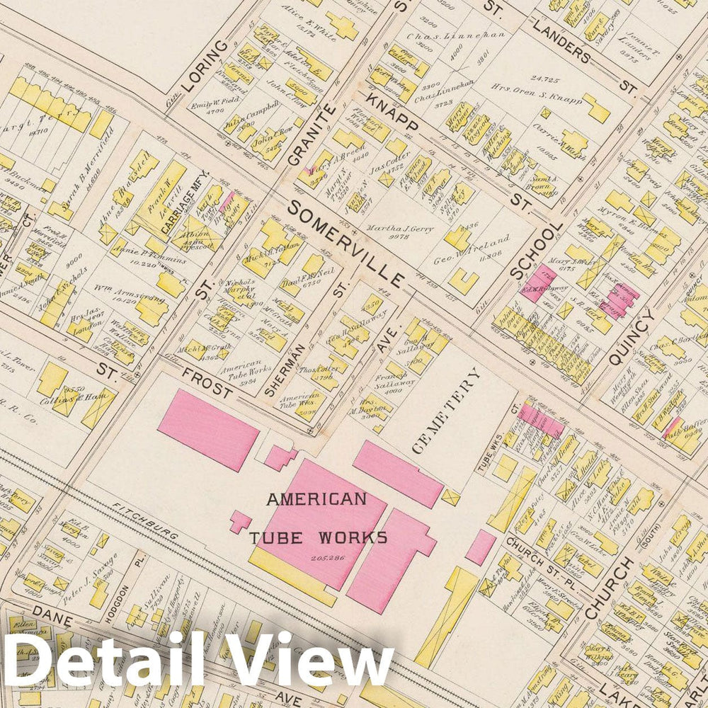 Historic Map : Atlas City of Somerville, Somerville 1895 Plate 005 , Vintage Wall Art