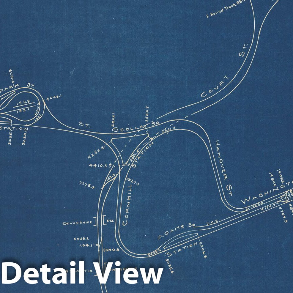 Historic Map : Boston Elevated Railway Track Plans, Boston Plates 035 & 036 1936 , Vintage Wall Art