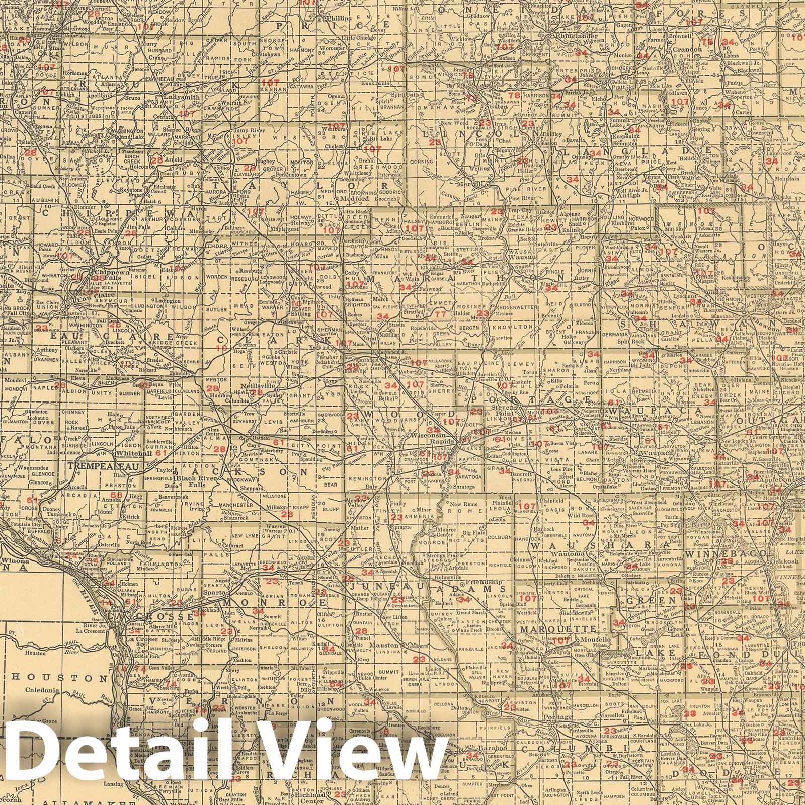 Historic Map : Wisconsin 1925 , Vintage Wall Art
