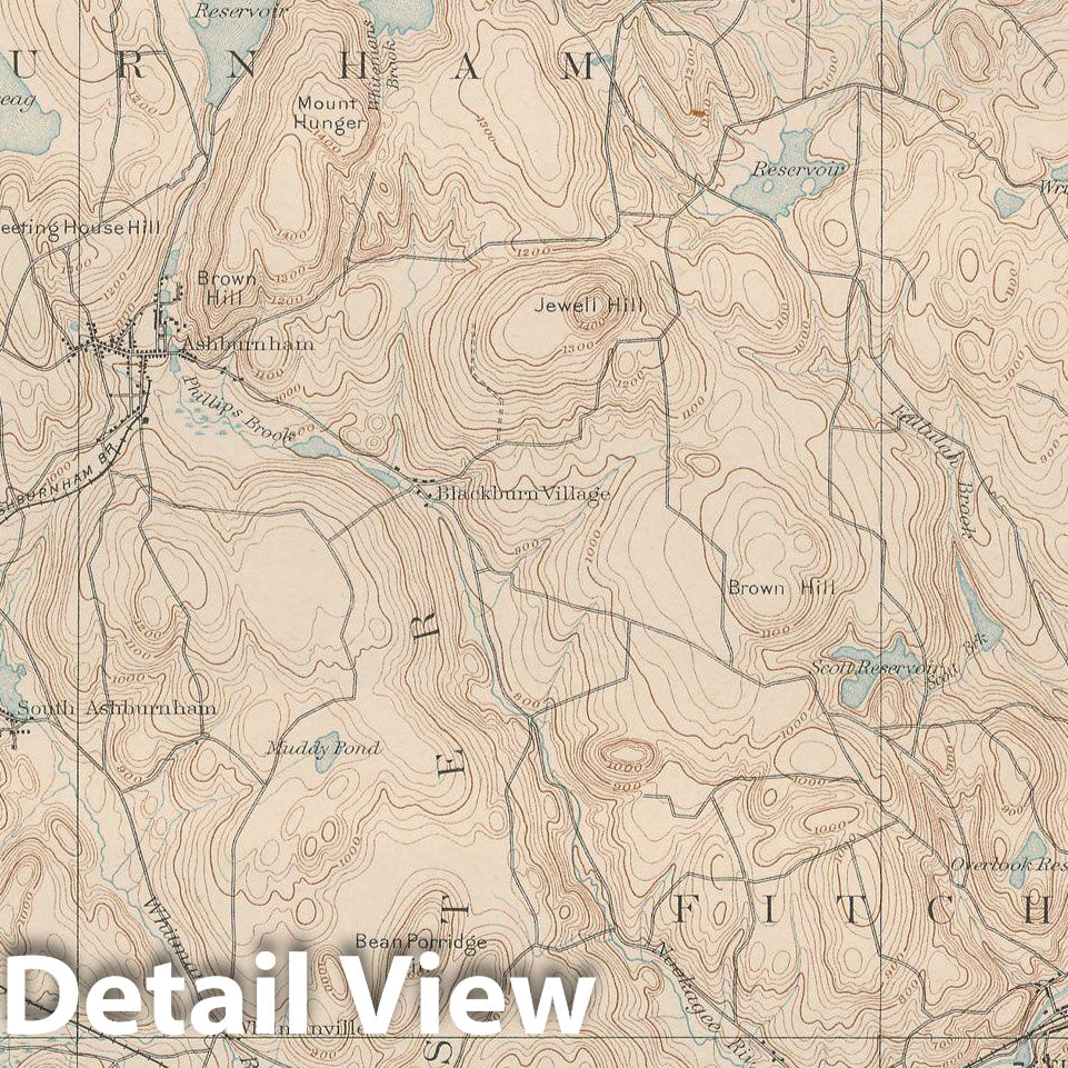 Historic Map : Atlas of Massachusetts, Ashby & Fitchburg & Leominster 1890 Page 19 , Vintage Wall Art