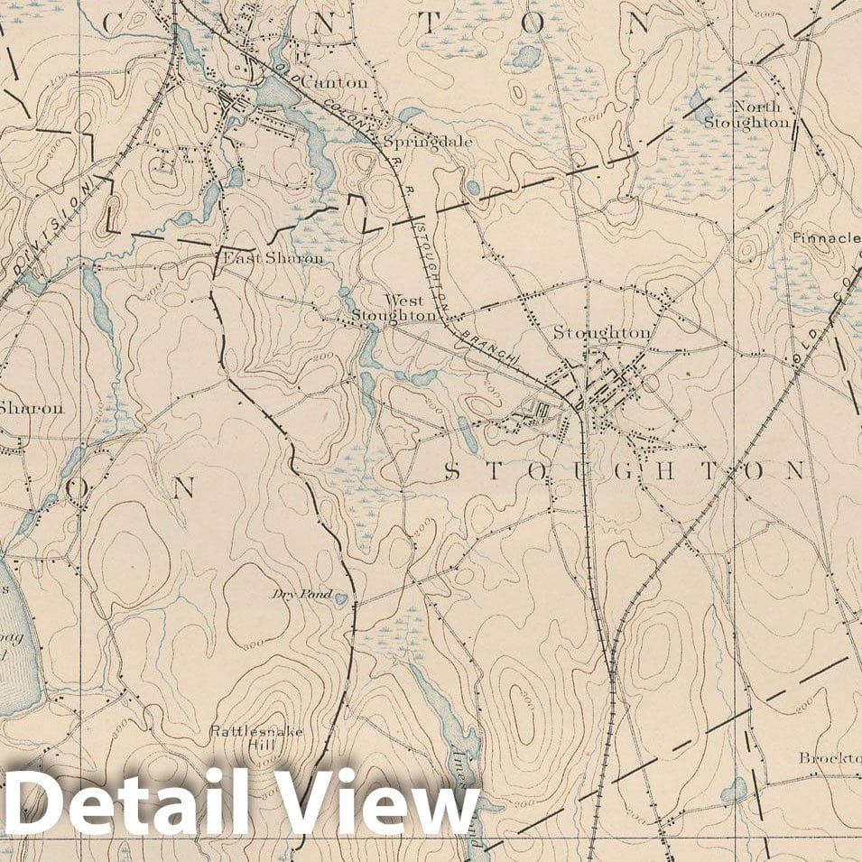 Historic Map : Atlas of Massachusetts, Brockton & Canton & Norwood & Stoughton 1890 Page 32 , Vintage Wall Art