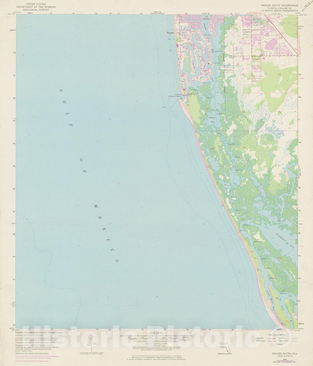 Historic Map : USGS 7.5 Minute Sheets and Quadrangles, Naples 1972 Topographic Map , Vintage Wall Art