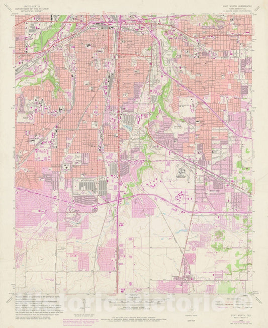 Historic Map : USGS 7.5 Minute Sheets and Quadrangles, Fort Worth 1981 Topographic Map , Vintage Wall Art