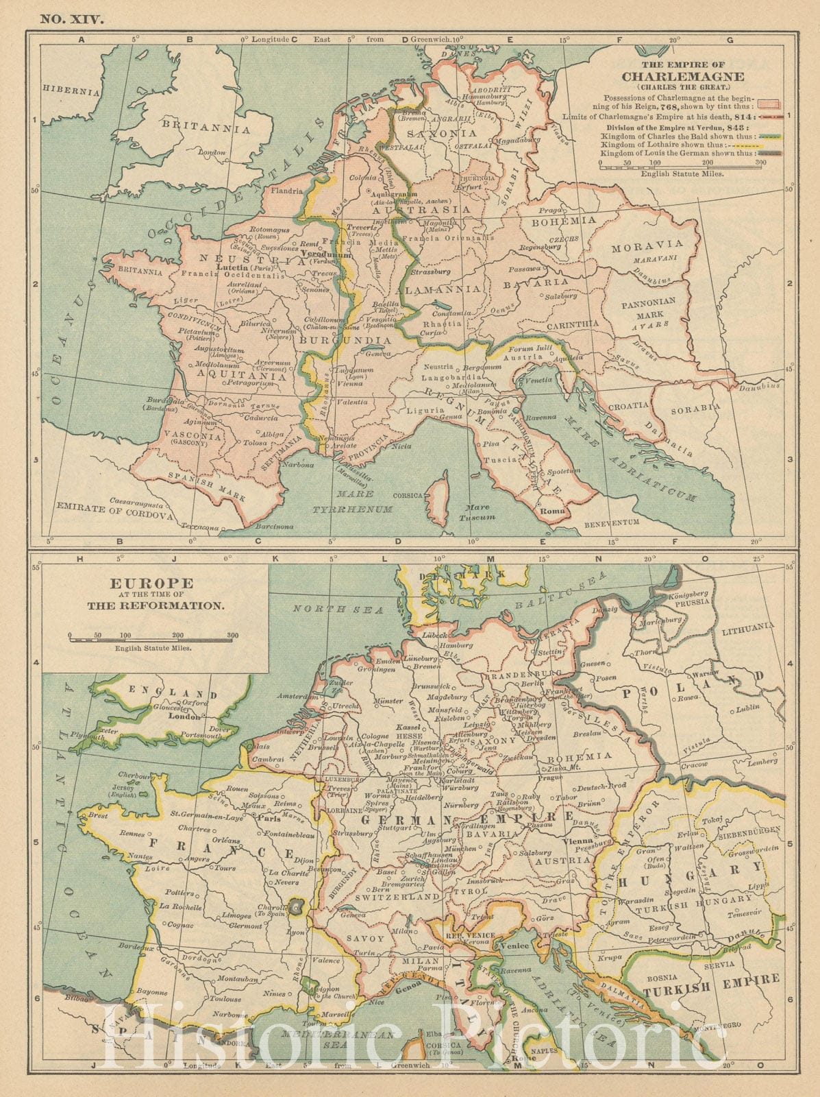 Historic Map : Europe 1914 , Century Atlas of the World, Vintage Wall Art