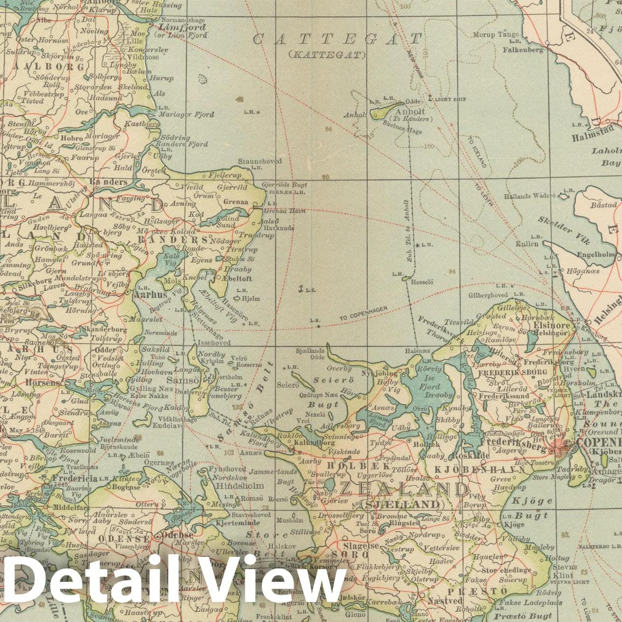 Historic Map : Denmark 1914 , Century Atlas of the World, Vintage Wall Art