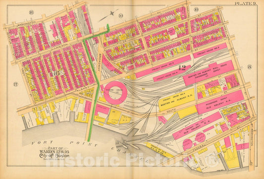 Historic Map : Atlas City of Boston, City Proper and Roxbury, Boston 1890 Plate 009 , Vintage Wall Art