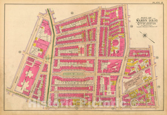Historic Map : Atlas of Boston Proper, 1902 Plate 017 , Vintage Wall Art