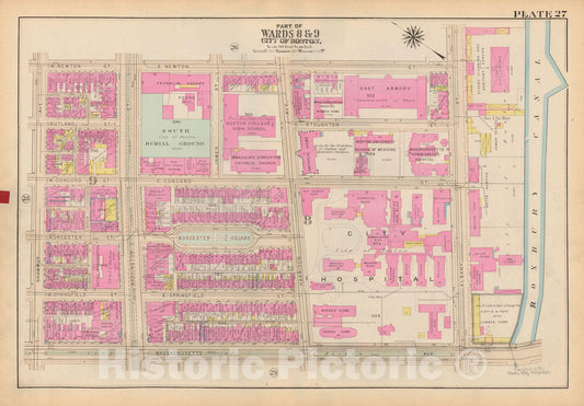 Historic Map : Atlas City of Boston: Boston Proper and Back Bay, Boston 1928 Plate 027 , Vintage Wall Art