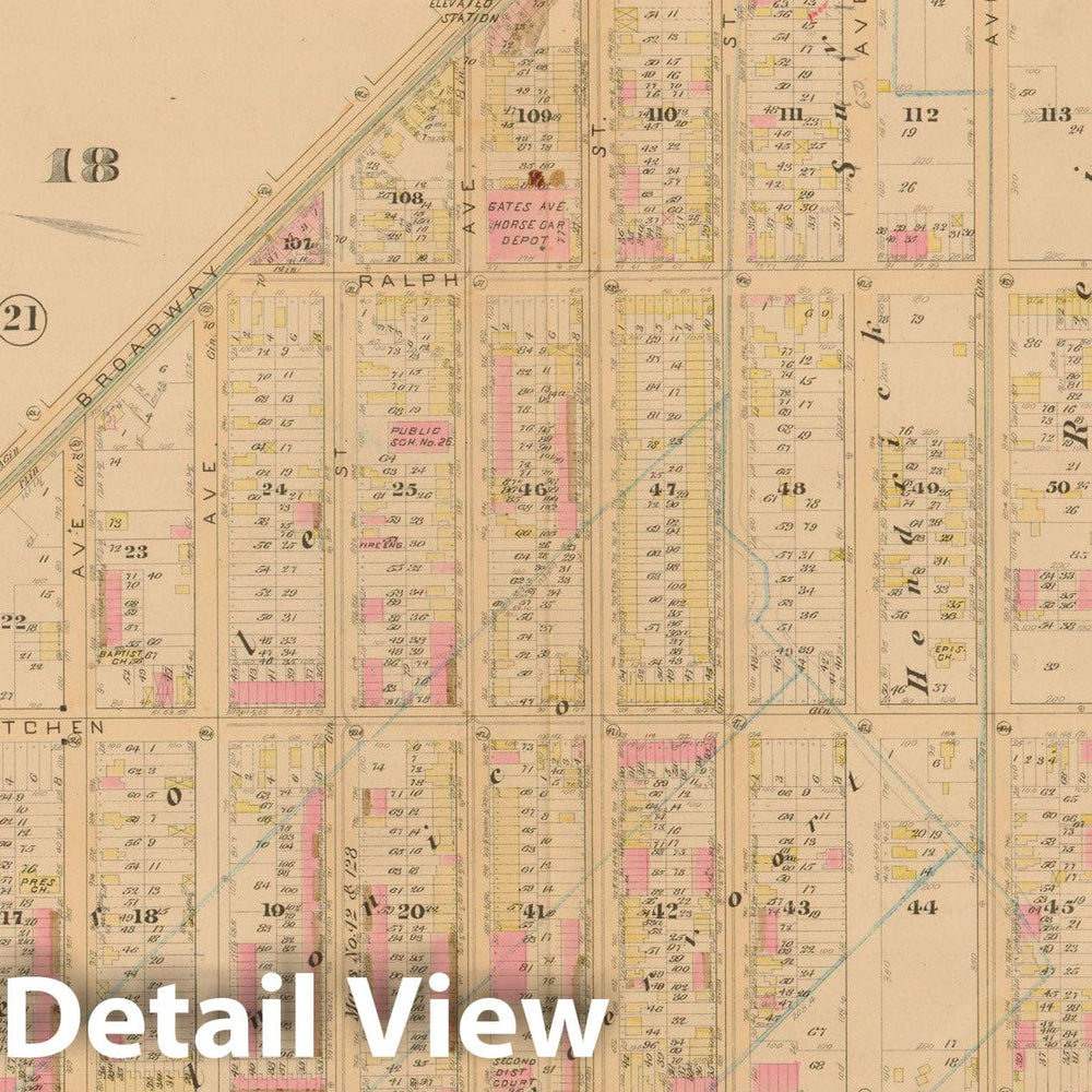 Historic Map : Robinson's Atlas City of Brooklyn, NY, Brooklyn 1886 Plate 020 , Vintage Wall Art