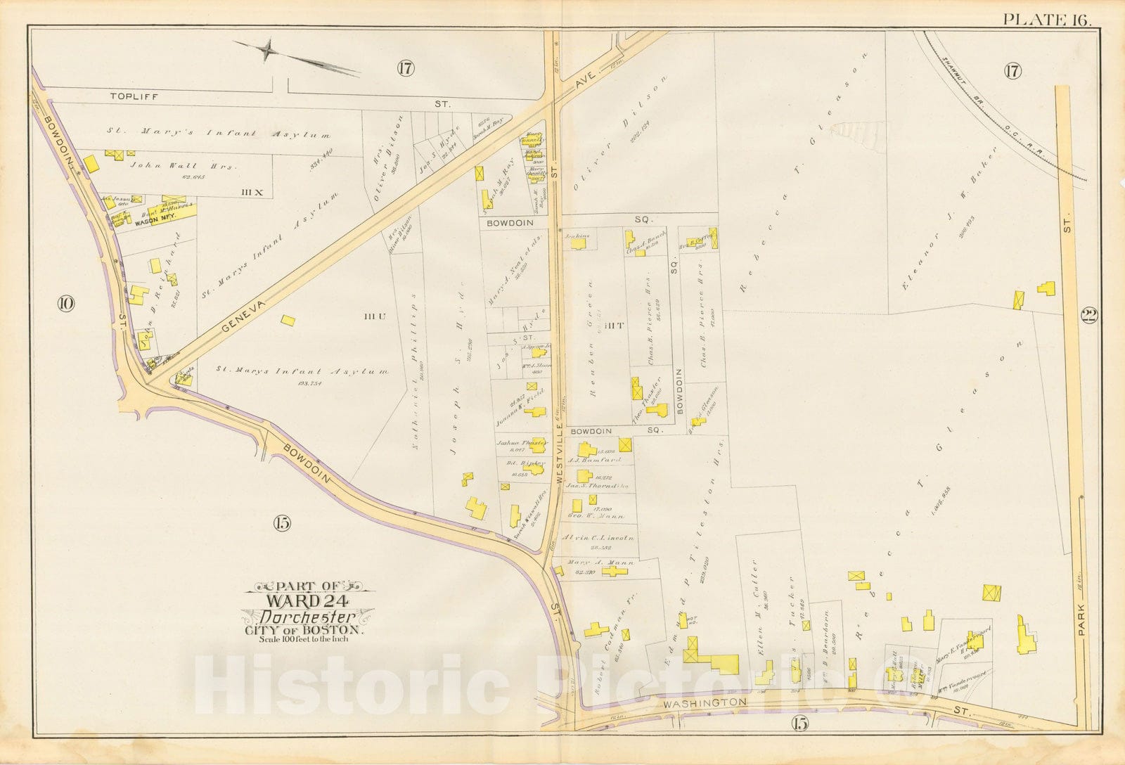 Historic Map : Atlas City of Boston, Vol. 5, Dorchester, Dorchester 1889 Plate 016 , Vintage Wall Art